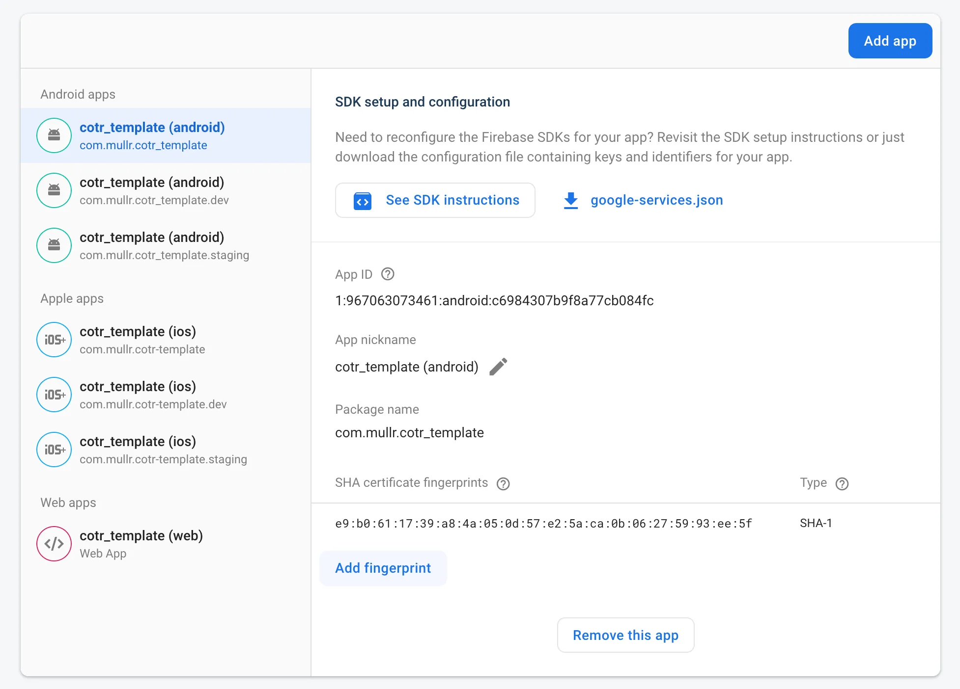 Add SHA1 fingerprint in Firebase console